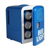 Bud Light, 6 Can/4 Liter Mini Personal Fridge Cooler, Blue