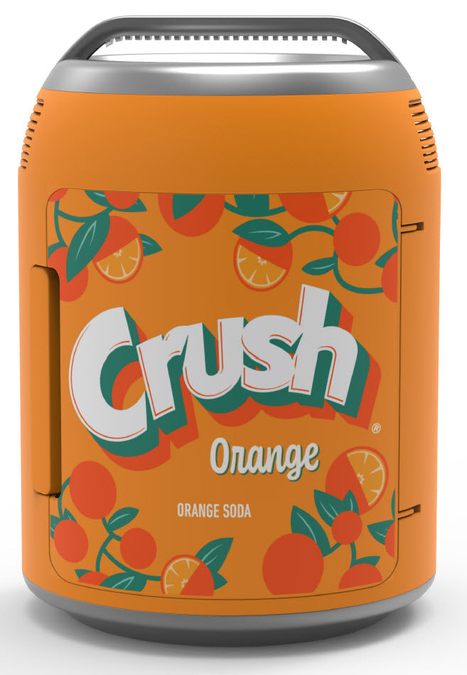 Orange Crush, 6 Can/4 Liter Mini Personal Can Shaped Fridge Cooler, Orange