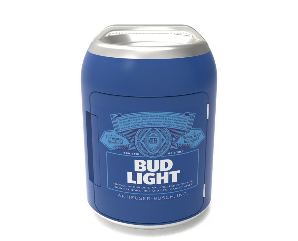 Bud Light, 6 Can/4 Liter Mini Personal Fridge Can Shaped Cooler, Blue
