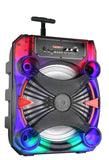 Proscan, TWS Portable LED Light Up 12" Bluetooth® Party Speaker, With Adjustable Handle/Wheels, Translucent