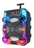 Proscan, TWS Portable LED Light Up 12" Bluetooth® Party Speaker, With Adjustable Handle/Wheels, Translucent
