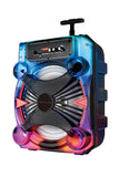 Proscan, TWS Portable LED Light Up 12" Bluetooth® Party Speaker, With Adjustable Handle/Wheels, Translucent