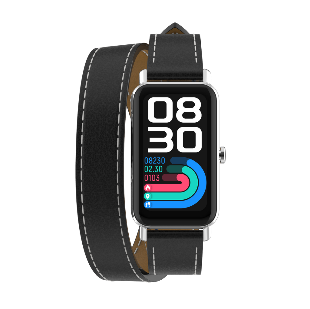 Proscan, Bluetooth®  1.47" IPS Smart Touch Screen Watch, With Blood Oxygen Monitor, Black Double Wrap Leather Strap