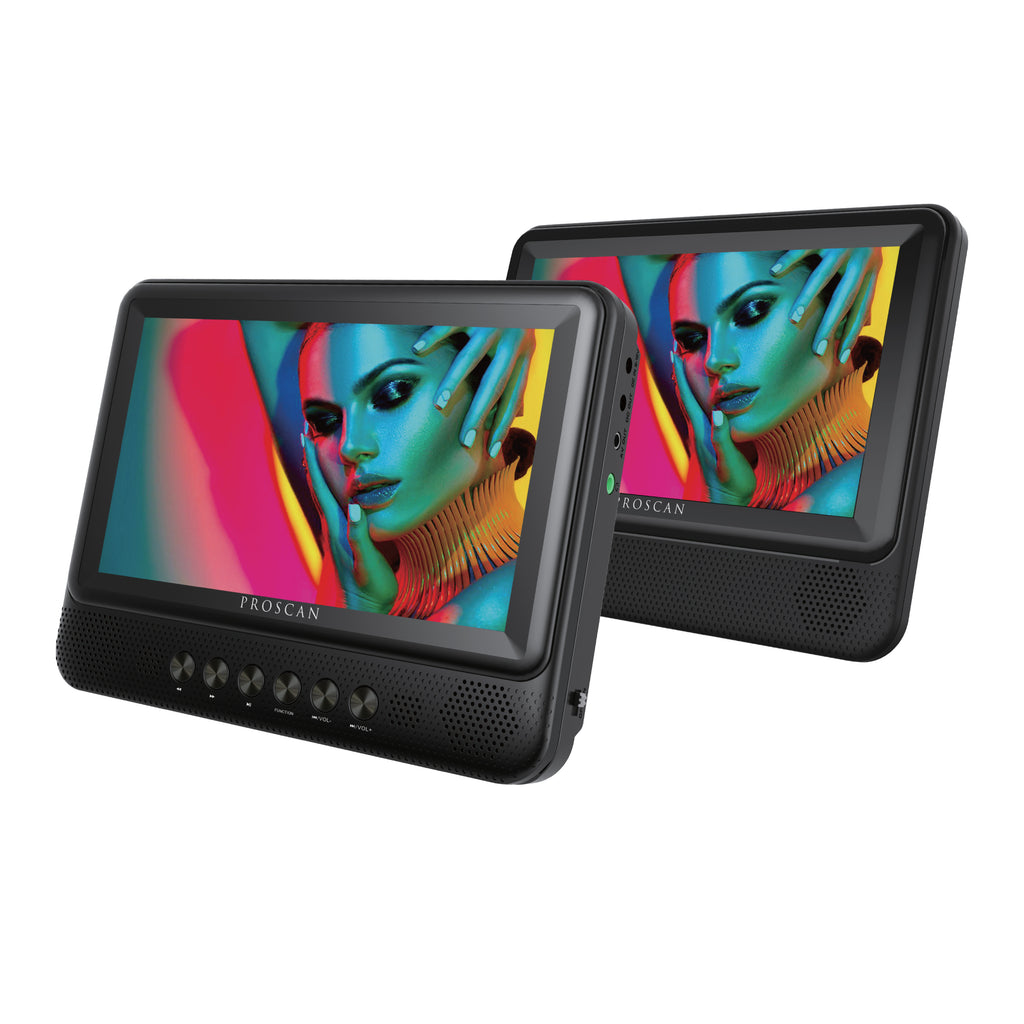 Proscan, 7" Dual Screen Portable DVD Player, Black