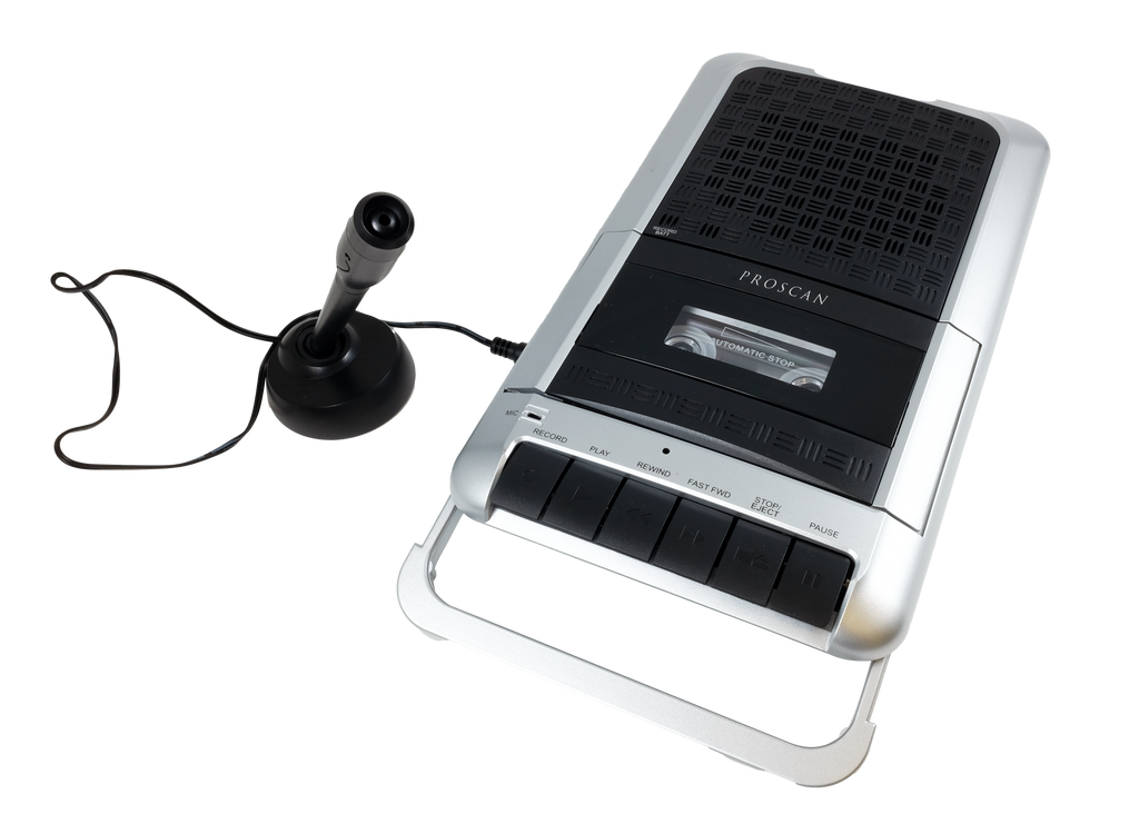Proscan, Cassette Player/Recorder, With Freestanding Microphone, Silver