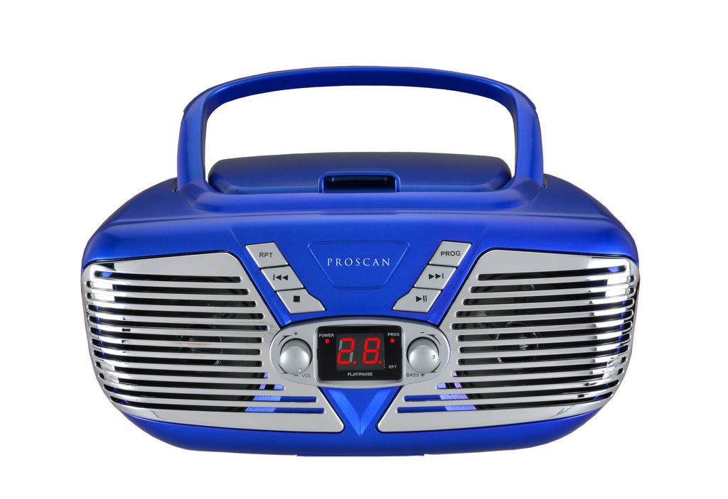 Proscan, Retro Portable CD Radio Boombox, Blue
