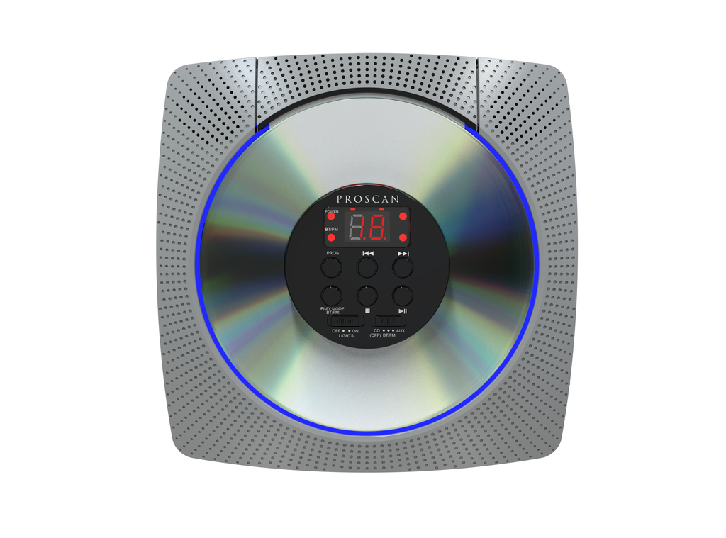 Proscan, Portable Wall Mounted Bluetooth® CD Player, Silver