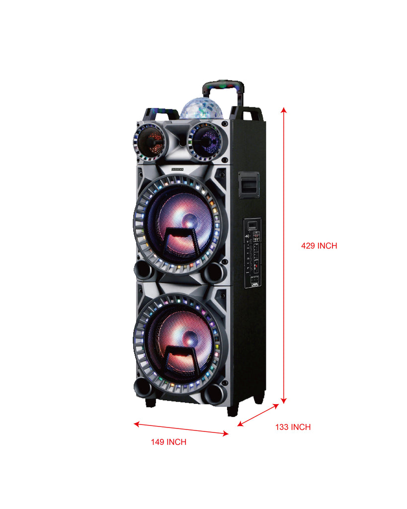 2 x 12" LIGHT UP BLUETOOTH SPEAKER-FM RADIO