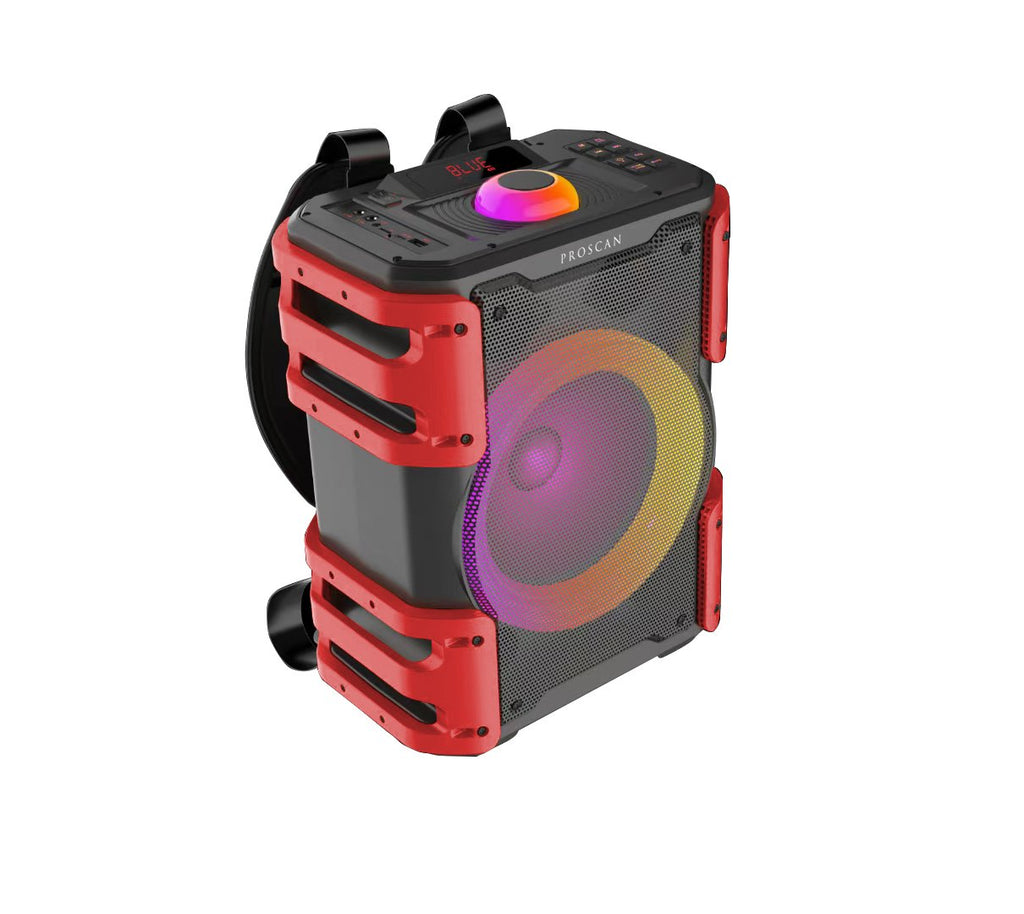 Proscan, TWS Backpack Portable Bluetooth® Party Speaker, Ligth Up, Red