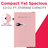 Frigidaire, 3.2 Cu. Ft. Retro Compact Refrigerator, Built-In Side Bottle Opener, Pink2