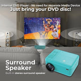 RCA, Bluetooth Home Theater Projector, With DVD Player, With 100" Fold Up Screen, Aqua