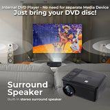 RCA, Bluetooth Home Theater Projector, With DVD Player, With 100" Fold Up Screen, Black